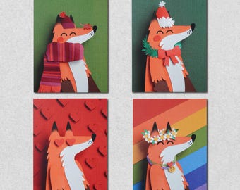 Fox Portrait Art Card Set: Hand-Signed Fine Art Prints, 5x7