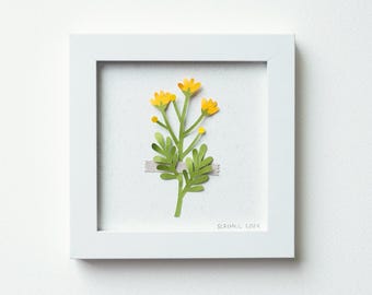 Minimalist Paper Flower Art: Hand-Cut Botanical Wall Decor - Framed