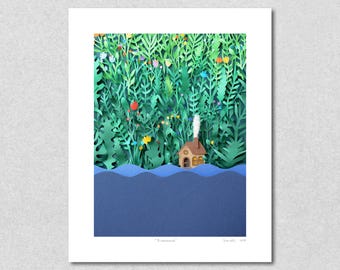 Giclée Print: Riverhouse Paper Art - Cabin Life Nature Artwork