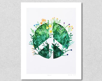 Peace Sign Giclée Print: Summer Flowers Wall Art