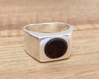 Black Onyx Signet Ring, Men Signet Ring, Pinky Ring, Unisex