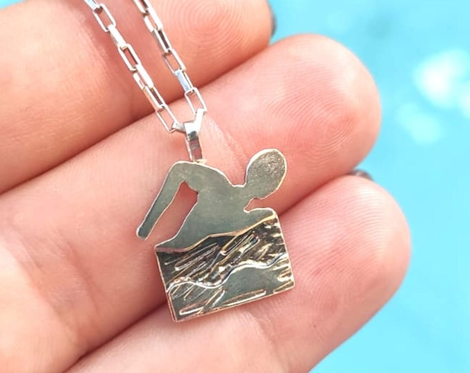 Delicate and beautiful silver swimming necklace suitable for man and woman, jewelry from Israel