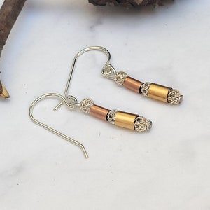 Dangle bar drop earrings, Rose goldfilled earrings, yellow 14K Gold filled earrings dangle, silver earrings, earrings