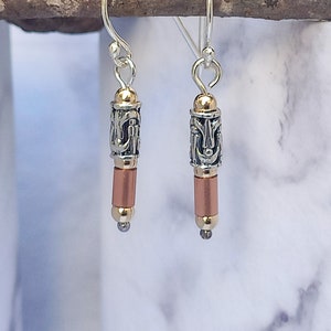 yellow 14K Gold filled earrings dangle, Rose goldfilled earrings, silver earrings, Dangle bar drop earrings