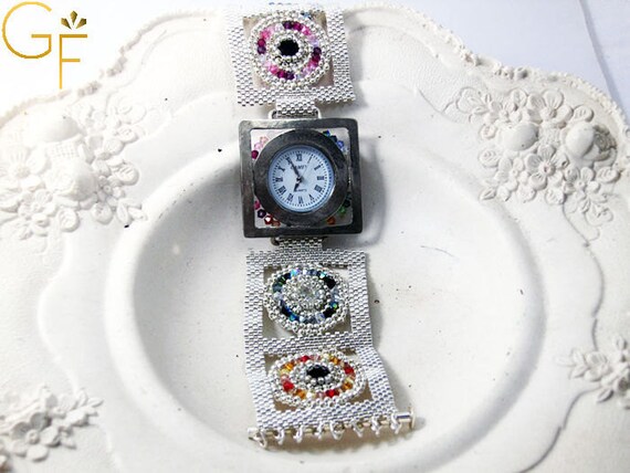 Swarovski Watch Handmade Sterling Silver With Swarovski Fancy | Etsy