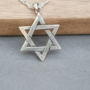 Men Star of David Necklace, Silver 925 Jewish STAR OF DAVID Large Pendant, Judaica jewelry, handmade in Israel