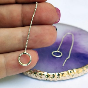 Sterling silver long chain dangle earrings for women, silver threader earrings, dainty threader earrings, dangle chain earrings