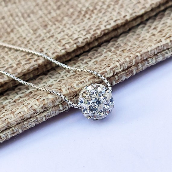 Pave diamond ball necklace | Hand-crafted by Gifted Unique