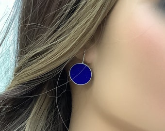 Orecchini pendenti in argento sterling fatti a mano con lapislazzuli, 16 mm