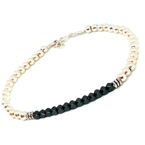 Sterling silver hematite bracelet, Hematite bracelet, silver bracelet, handmade beaded jewelry, minimalist bracelet, mens silver bracelet