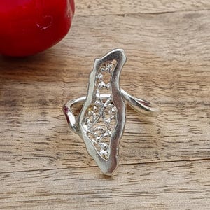 Bague en argent avec carte d'Israël. Bague carte d'Israël, bijoux juifs, bijoux Judaica, soutien à Israël