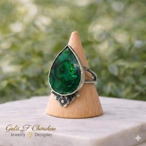 Sterling Silver Abalone Shell Ring, Large Teardrop Statement Jewelry