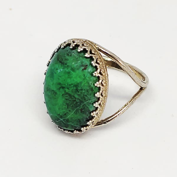 Argent sterling 925 avec bague en pierre précieuse Eilat verte, bague eilat, bague d'Israël, bague en argent sterling turquoise verte