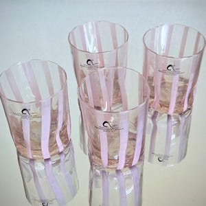 Murano Glass Tumblers - Set of 4 - Rose Pink Filigrana Stripes - Hand Blown in Italy - Vetreria Arte di Murano Alessandro Coppola