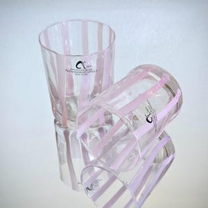 Murano Glass Tumblers - Set of 2 - Rose Pink Filigrana Stripes - Hand Blown in Italy - Vetreria Arte di Murano Alessandro Coppola
