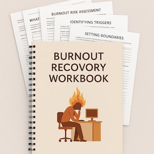 Burnout Recovery Workbook | Digital Mental Health Journal | Printable Therapy Resource | Workplace Stress Self-Care PDF