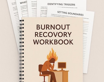 Burnout Recovery Workbook | Digital Mental Health Journal | Printable Therapy Resource | Workplace Stress Self-Care PDF