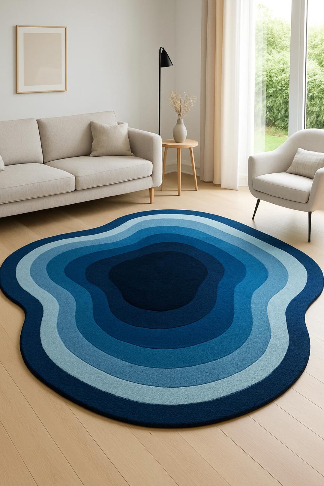 Hand-tufted Wool Rug: Ocean Wave Abstract Design, Custom Size - Etsy