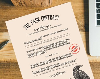 Boyfriend/Girlfriend Procrastination Contract – Do the Task or the Other Gets Paid-Productivity-Task Completion Agreement-Printable Contract
