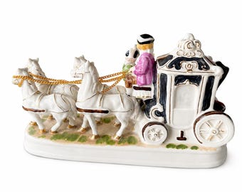 Vintage Porcelain Horse-Drawn Carriage Figurine