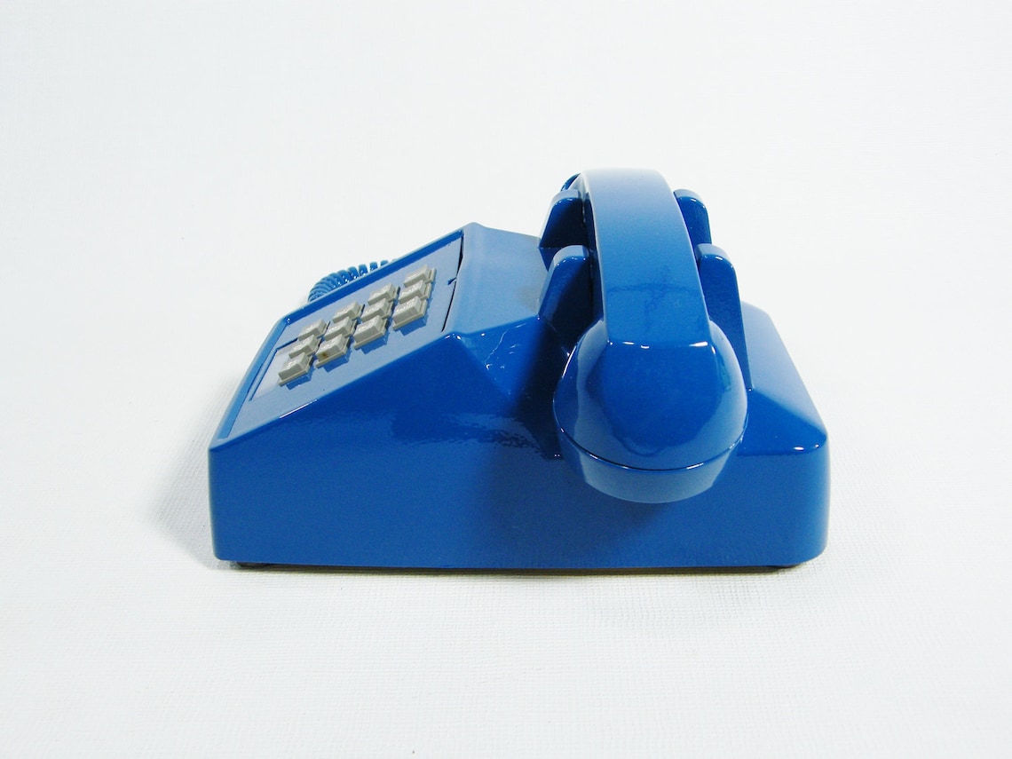 Vintage Telephone Electric Blue push button phone Etsy