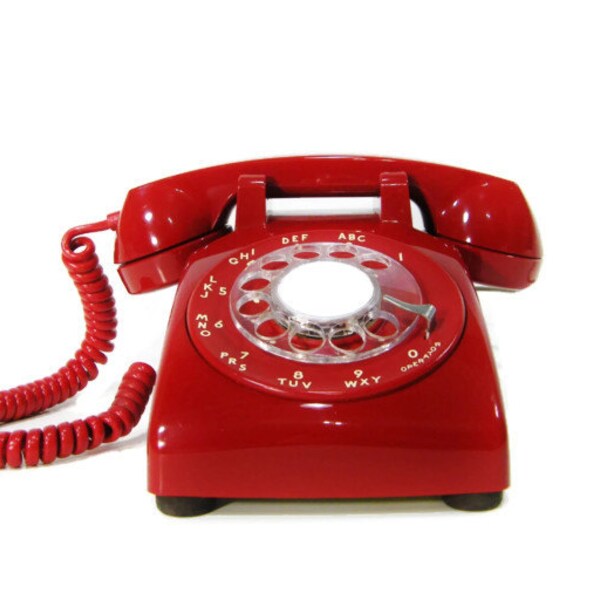 Vintage 1970's Telephone rotary dial  phone RED