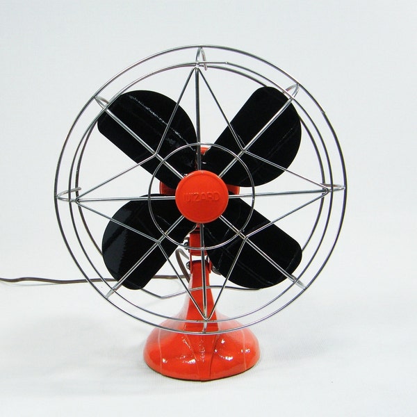 Vintage Electric Fan / oscillating / tangerine orange color