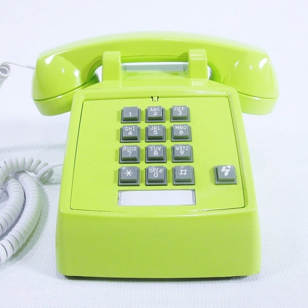 Vintage Phone chartreuse push button telephone