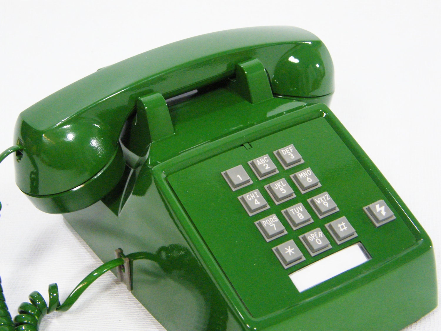 Upcycled Phone Dark Green Vintage push button telephone Etsy