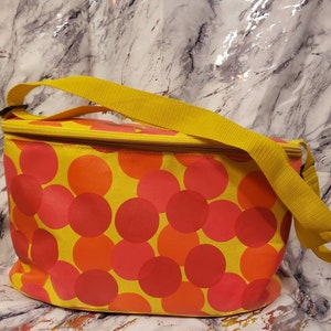 Vintage yellow polka dot Tupperware cooler lunchbox softsidedw/waist strap belly bag,fannypack