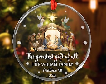 Nativity Christmas Ornament 2025, The Greatest Gift of All Ornament, Personalized Christian Ornament, Religious Holiday Gift, Faith Keepsake