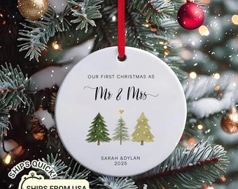 Our First Christmas as Mr and Mrs Ornament 2025 | Personalized Couple Ornament | Newlywed Gift | Custom Married Keepsake Decoration