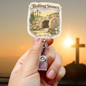 Rolling Stones Badge Reel, Easter Badge Reel, Christian Nurse Badge Reel, Empty Tomb Easter Badge, Faith ID Holder,Religious Healthcare Gift
