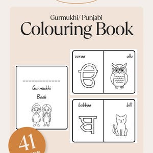 Libro da colorare in punjabi, libro da colorare in gurumukhi, imparare il punjabi, riconoscimento dell'alfabeto gurumukhi, apprendimento del sikh, apprendimento del punjabi