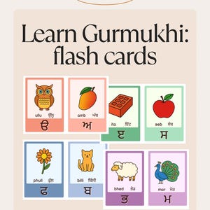 Printable Punjabi flashcards PDF, Gurmukhi flashcards, learn Punjabi, Gurmukhi alphabet recognition, Punjabi learning,  (digital download)