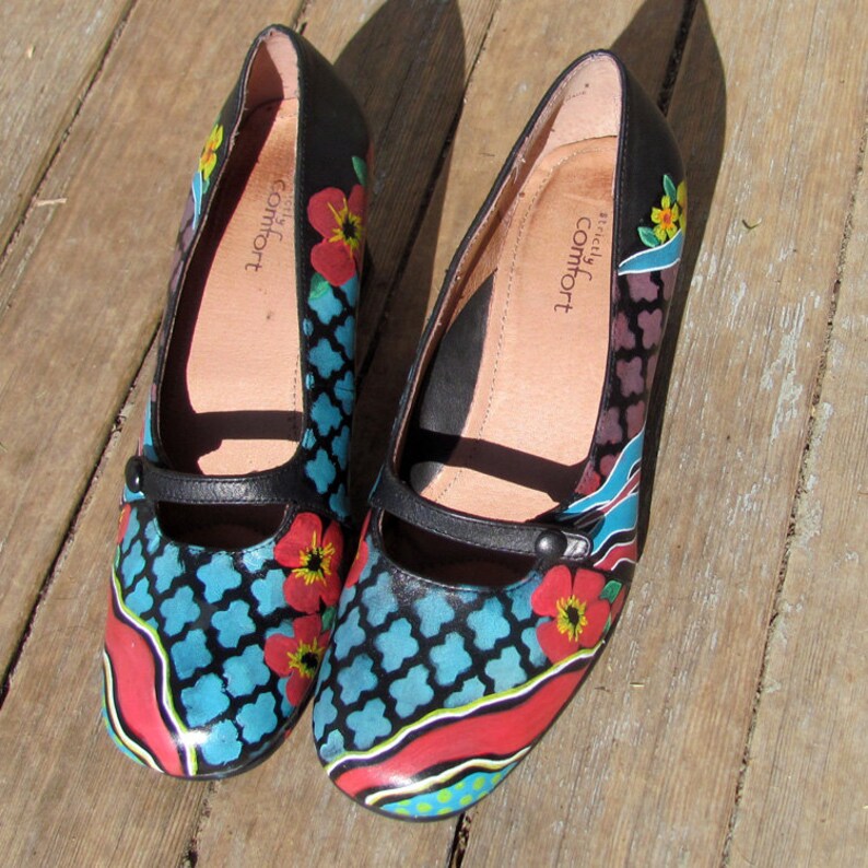 Hand painted leather shoes Etsy