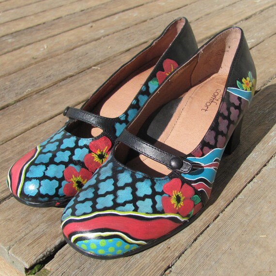 Hand Painted Leather Shoes Etsy