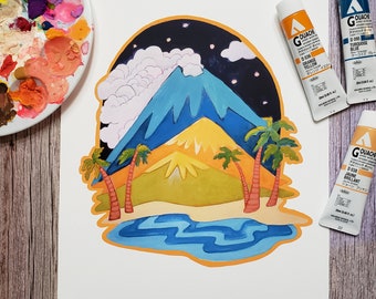 Crater - 8 x 10 reproduction of acrylic gouache illustration