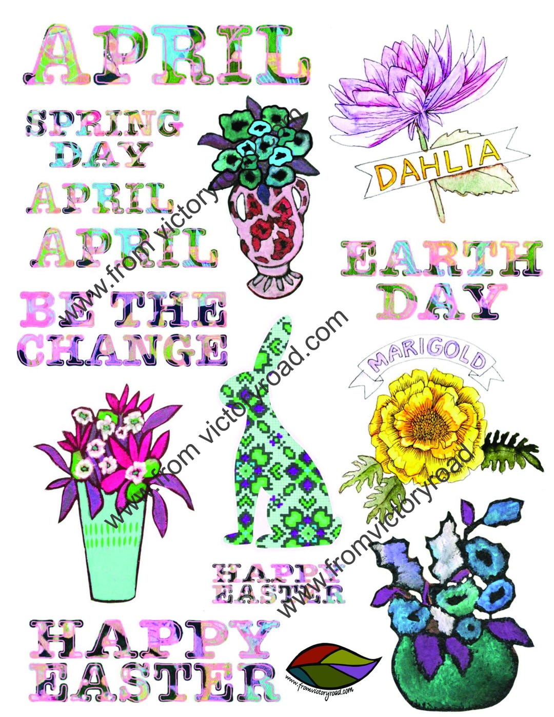 April Words Human Made Art Work Digital Page - Etsy