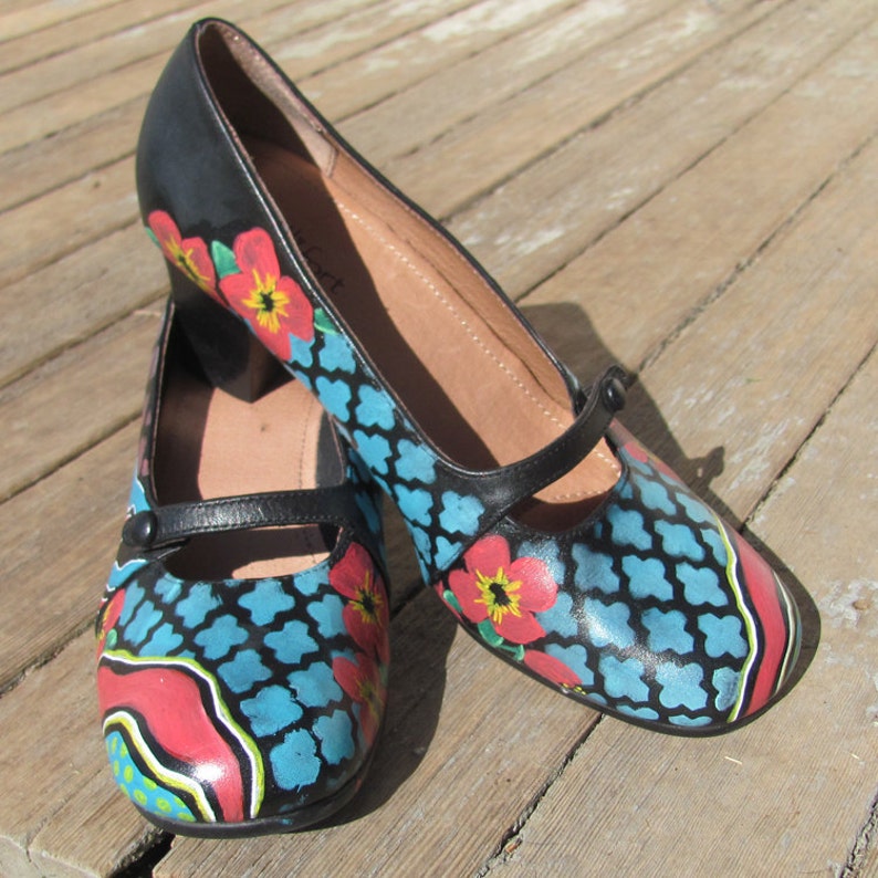 Hand painted leather shoes Etsy