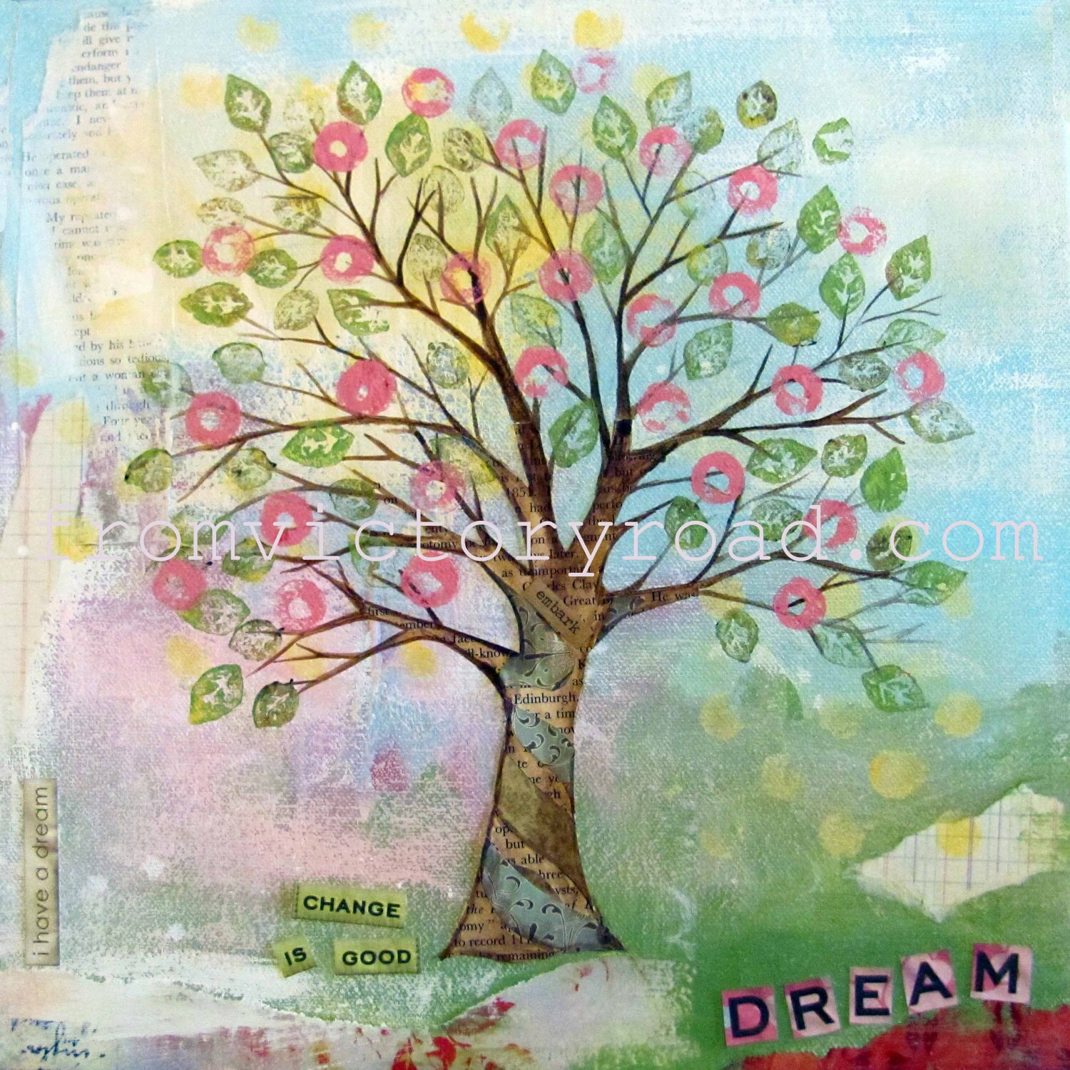 Four Seasons Tree Set 12 X 12 Mixed Media Print - Etsy