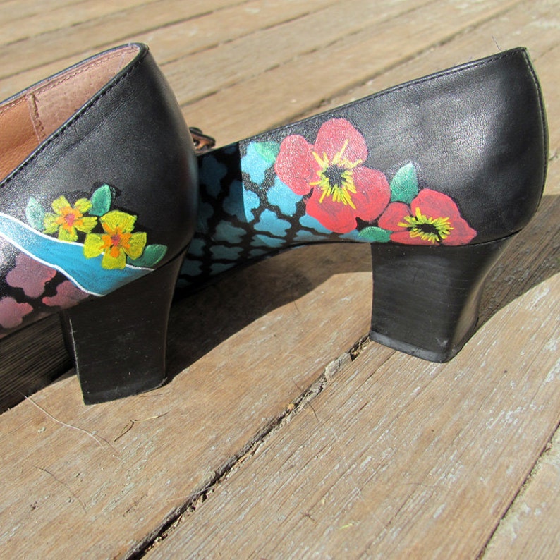 Hand painted leather shoes Etsy