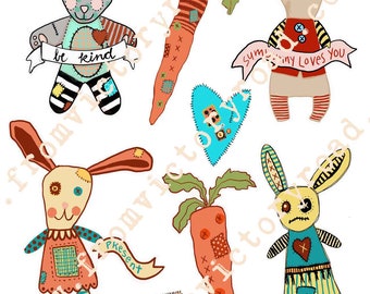 INSTANT DOWNLOAD Rag Doll Bunnies