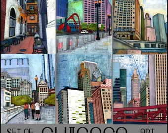 Digital Art Print Chicago Set of Six