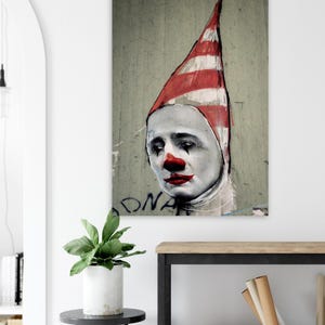 Sad Clown Fine Art Poster Vivid Colors, Eco-Friendly Print, home decor, wall art, poster, street art, graffiti art, edgy art, sad clown art.