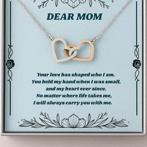 Liebe Mama Halskette Geschenk – Verknüpfte Herzen Anhänger mit Nachrichtenkarte zum Muttertag, zum Geburtstag, oder einfach so