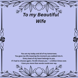 To My Beautiful Wife Necklace Gift - Elegant Jewelry with Message Card - Romantic Anniversary or Birthday Gift for Her