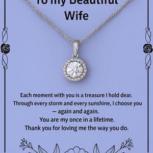 To My Beautiful Wife Necklace Gift – Once in a Lifetime Love Pendant with Heartfelt Message Card for Wife or Future Wife