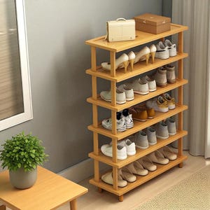 7-Tier Tall Wooden Shoe Rack – Vertical Storage Organizer for Entryway, Closet, or Bedroom | Space-Saving Shoe Shelf