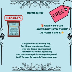 To Dear Mom – Grateful Son Necklace Gift | Emotional Jewelry with Free Custom Message Card | Mom Birthday or Holiday Gift
